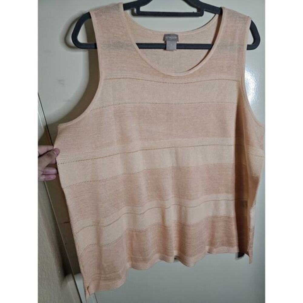 Chico's‎ Textured Mix Tank Top Womens Peach Knit Sleeveless XXL
